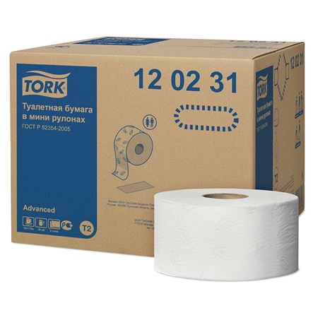 TORK mini Jumbo toalettpapír 2 rtg. fehér 19 cm 170 m 12dbłk 120231